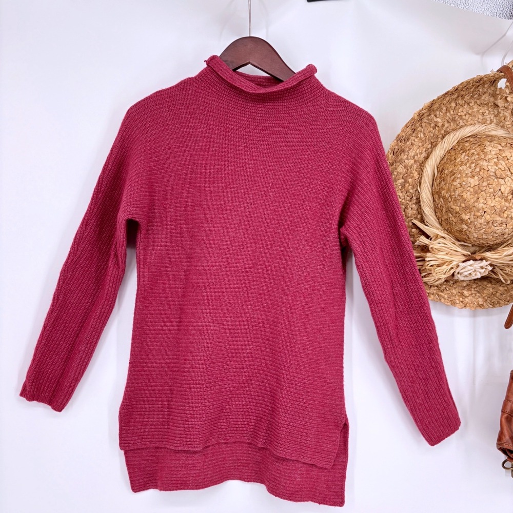 Bartolini by Benedetta Merino Wool Cashmere Blend Mock Neck Sweater 
Berry Sz S